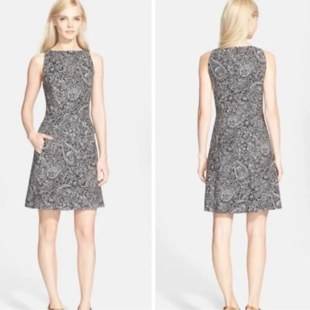 Tory Burch Paisley Doodle Print Sheath A-line Black and White Dress Size 10